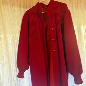 Connie A. Lee - Size S/M - Magenta - 80% Angora - Button Down Sweater COAT